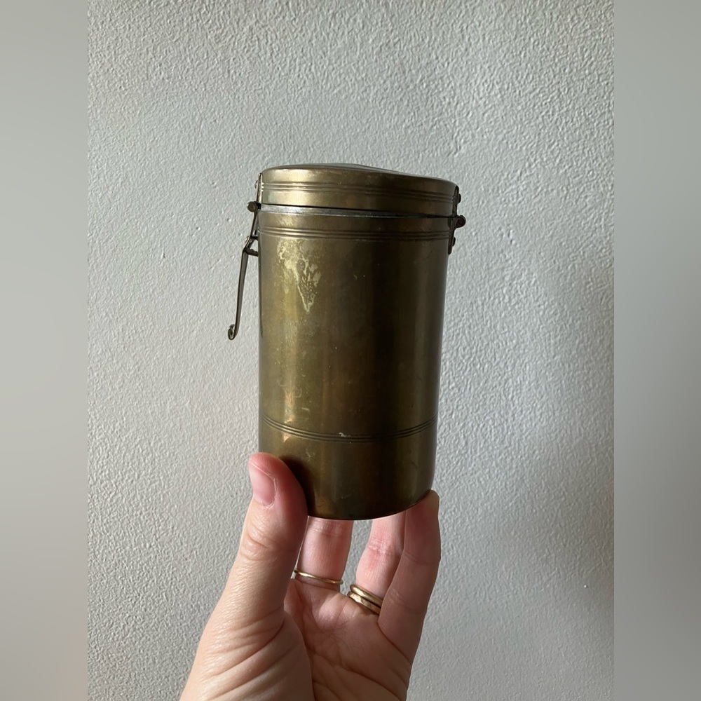 Antique Brass Container - Picture 3 of 4
